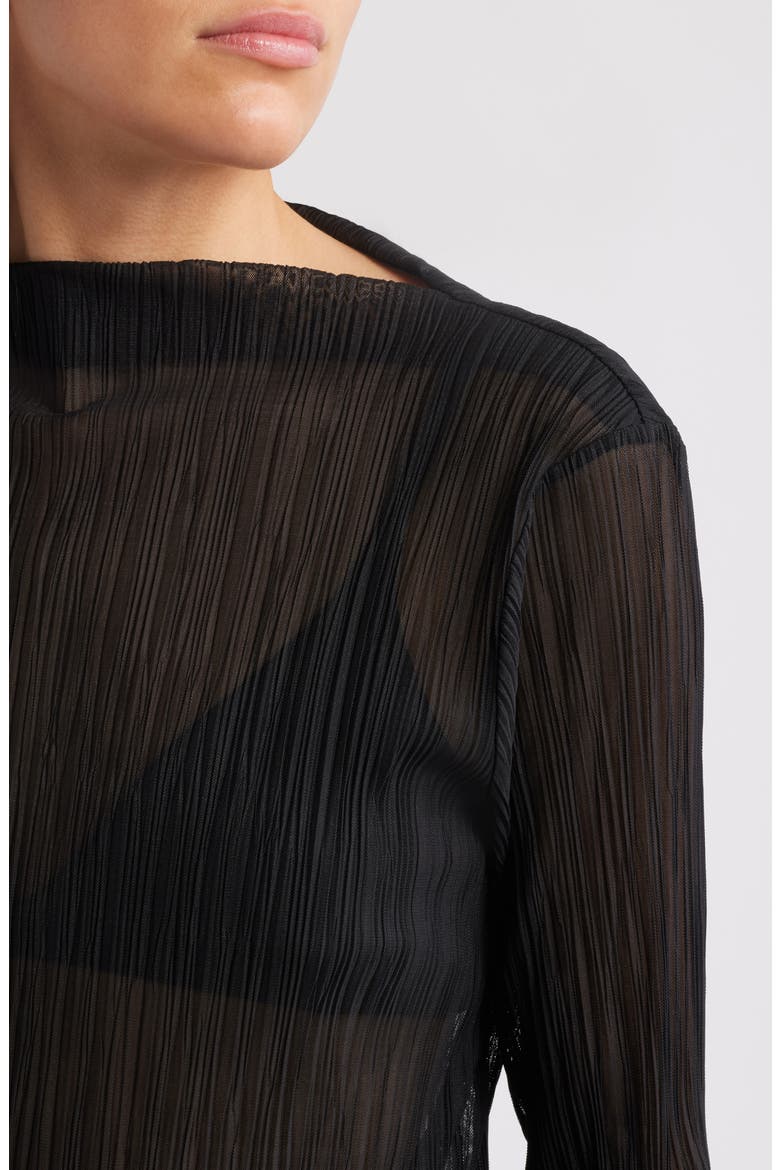 Plissé Top, Alternate, color, BLACK DARK