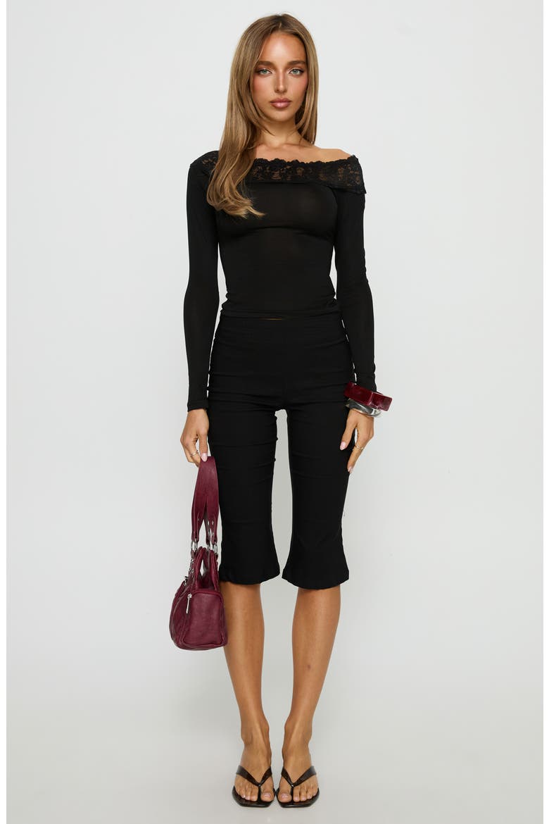 Breiann Lace Off the Shoulder Top, Alternate, color, BLACK