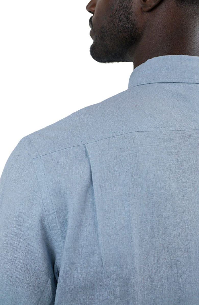 JACHS Noho Short Sleeve Linen Blend Button-Down Shirt, Alternate, color,