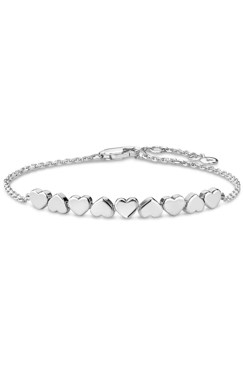 Sweet Heart Chain Bracelet in Rhodium Plated Sterling Silver, Main, color, Silver