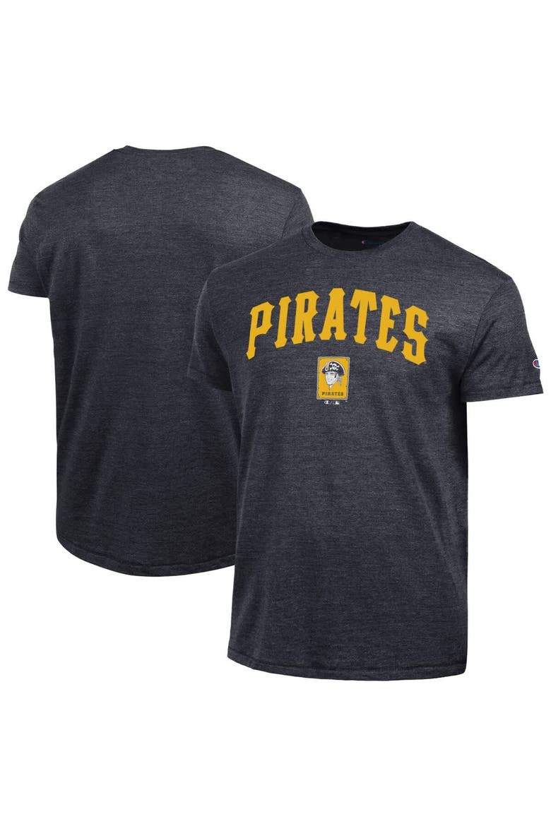 Men's Champion  Black Pittsburgh Pirates Cooperstown Wordmark Lockup Tri-Blend T-Shirt, Main, color, Black