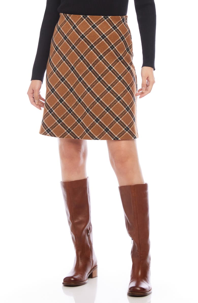 Karen Kane Plaid Bias Cut Skirt, Main, color,