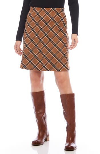 Karen Kane Bias Cut Plaid Skirt In Multi