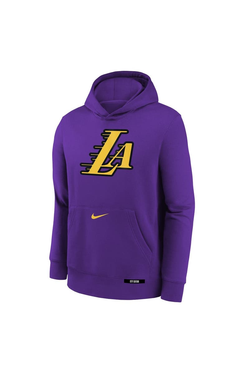 Nike Youth Nike  Purple Los Angeles Lakers 2024/25 City Edition Club Fleece Pullover Hoodie, Alternate, color, 
