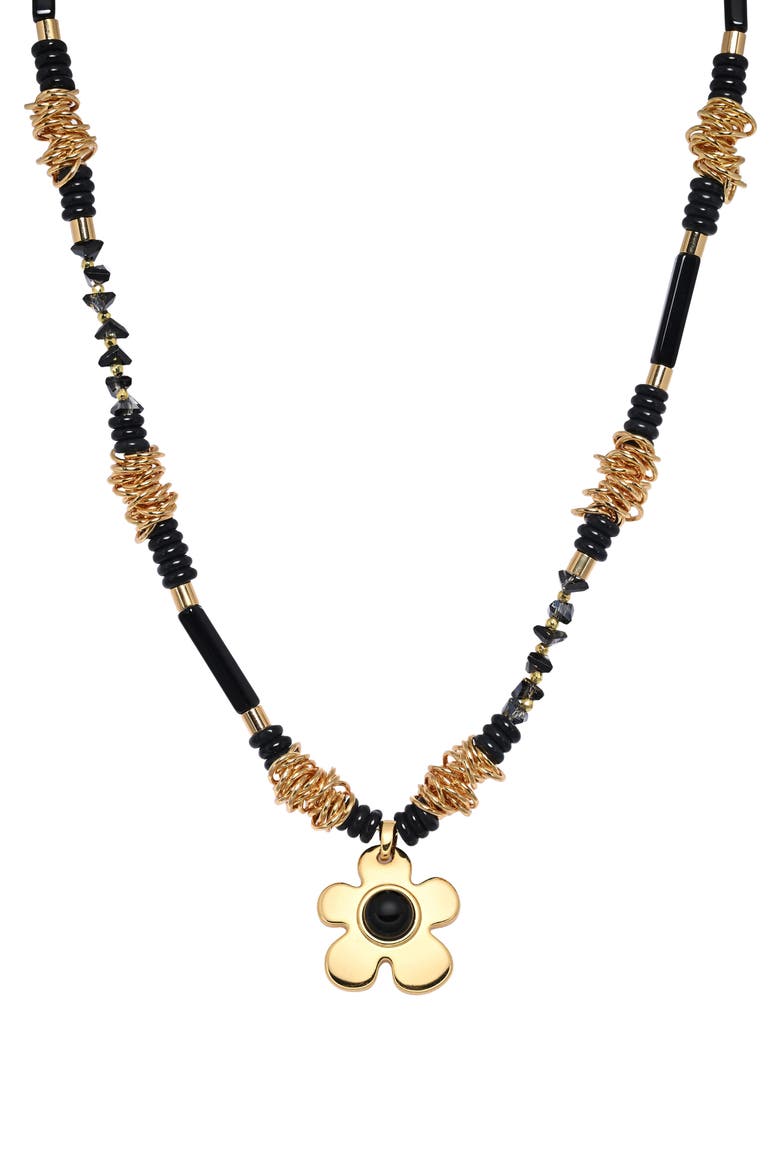 Rebecca Flower Pendant Necklace, Main, color, GOLD