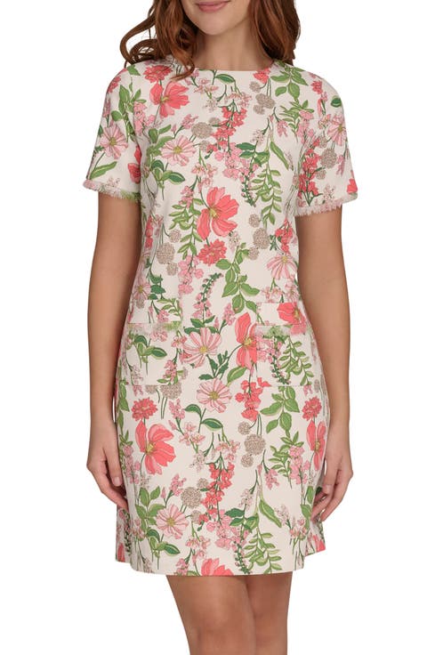 Short Sleeve Floral Shift Dress
