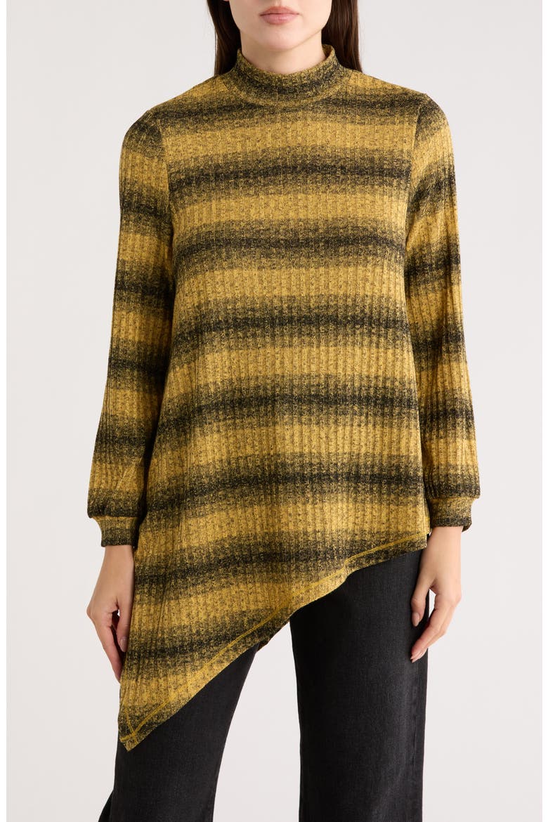 Stripe Long Sleeve Tunic Top, Main, color, YELLOW