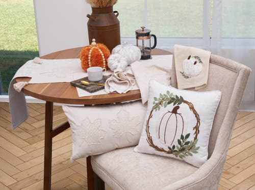C & F Home C&f Home White Pumpkin Wreath Pillow In Multi