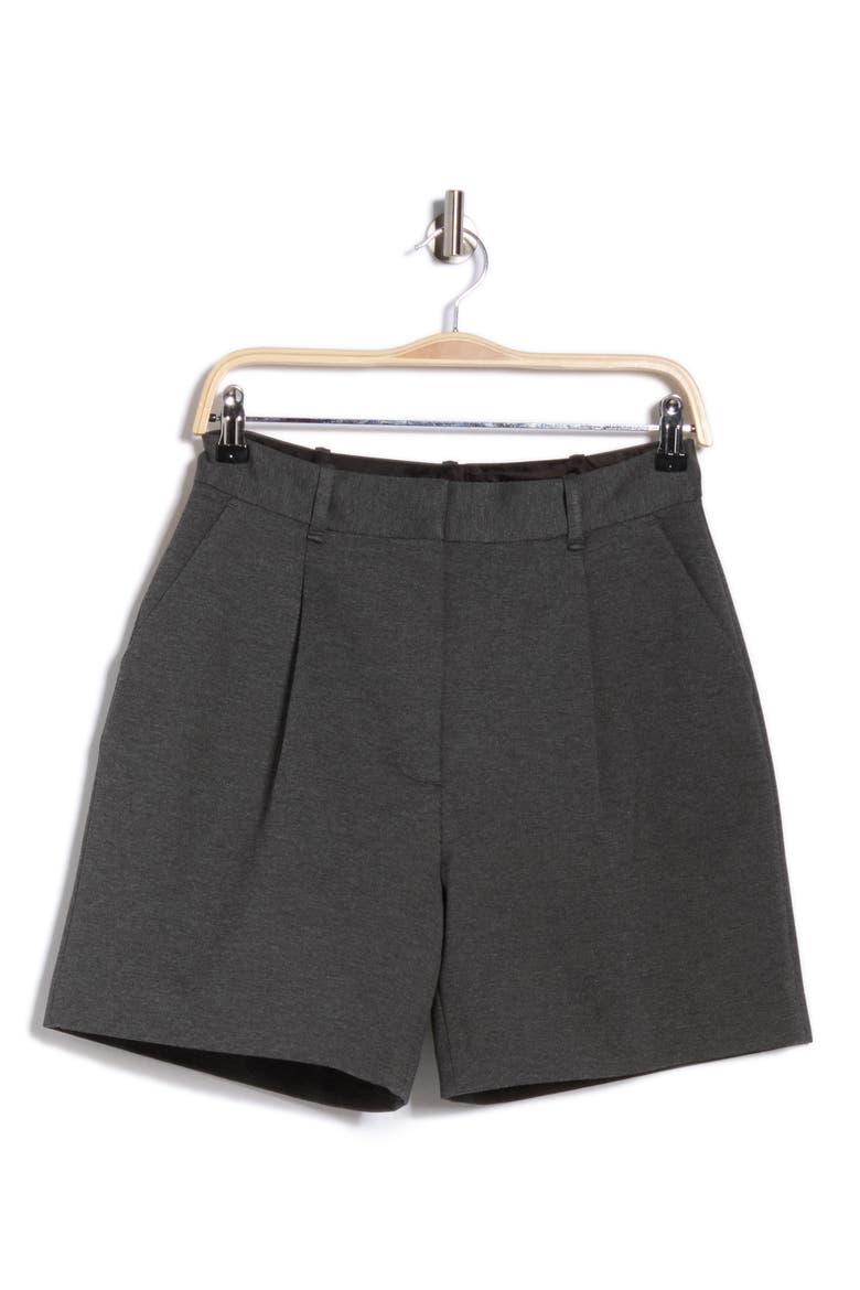 Iris Pleated Front Ponte Shorts, Alternate, color, CHARCOAL