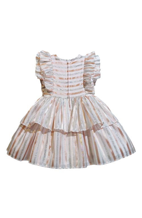 Shop Pippa & Julie Kids' Joy Metallic Ruffle Party Dress In Silver Blue Lavender Stripe