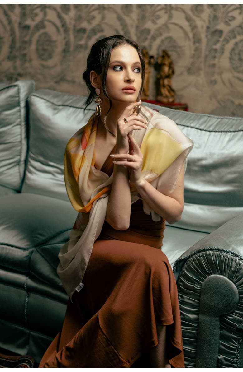 Elizabetta Sonia - Large Silk Scarf for Women, Alternate, color, Beige