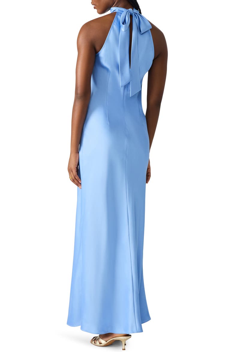 Lara Satin Bias Cut Maxi Dress, Alternate, color, AURORA BLUE