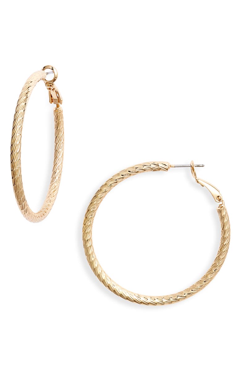 Nordstrom Faceted Tube Hoop Earrings, Main, color, Gold