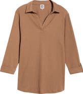 AK ANNE KLEIN Roll Sleeve Texture Top