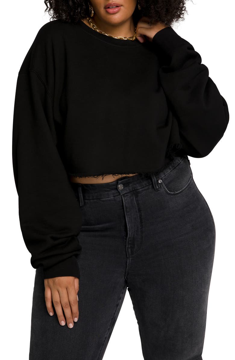 Good American Cool Crop Cotton Sweatshirt, Alternate, color, 