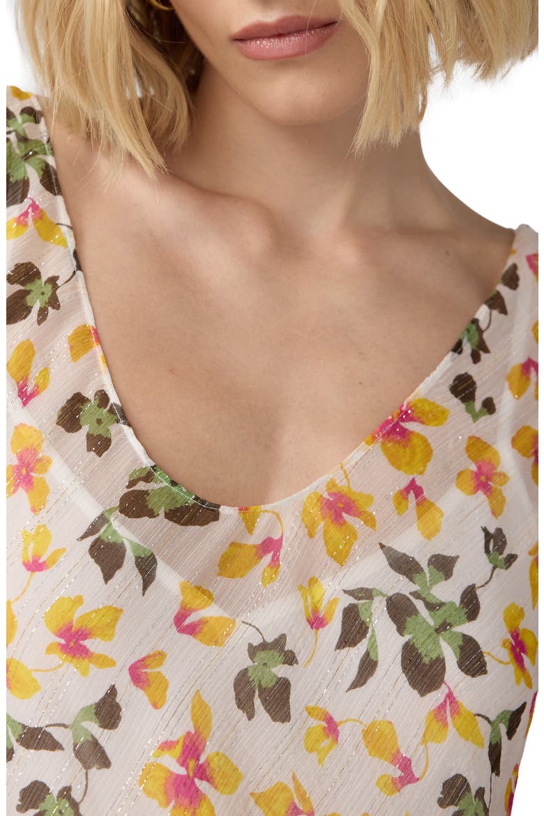 Jules Metallic Floral Print Sleeveless Dress, Alternate, color, ISLAND ORCHID MINI WHITE