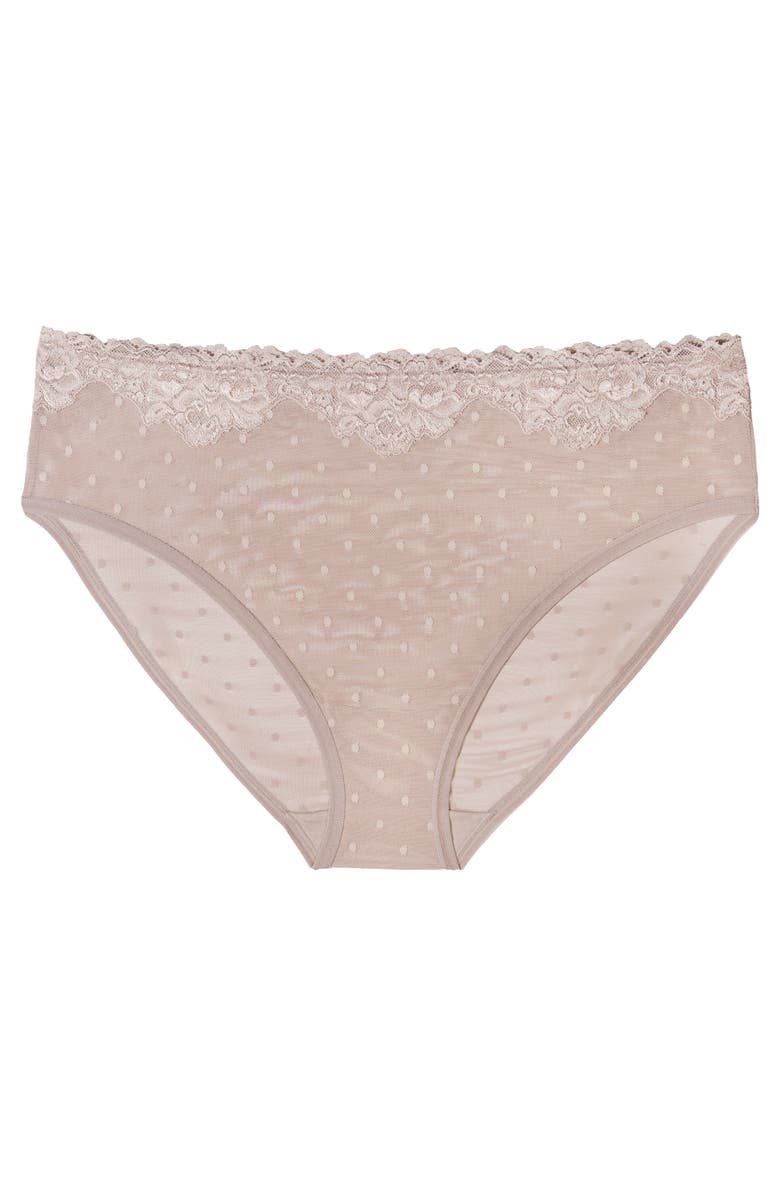 Curvy Couture Sheer Whisper High Cut Briefs, Alternate, color, Bark