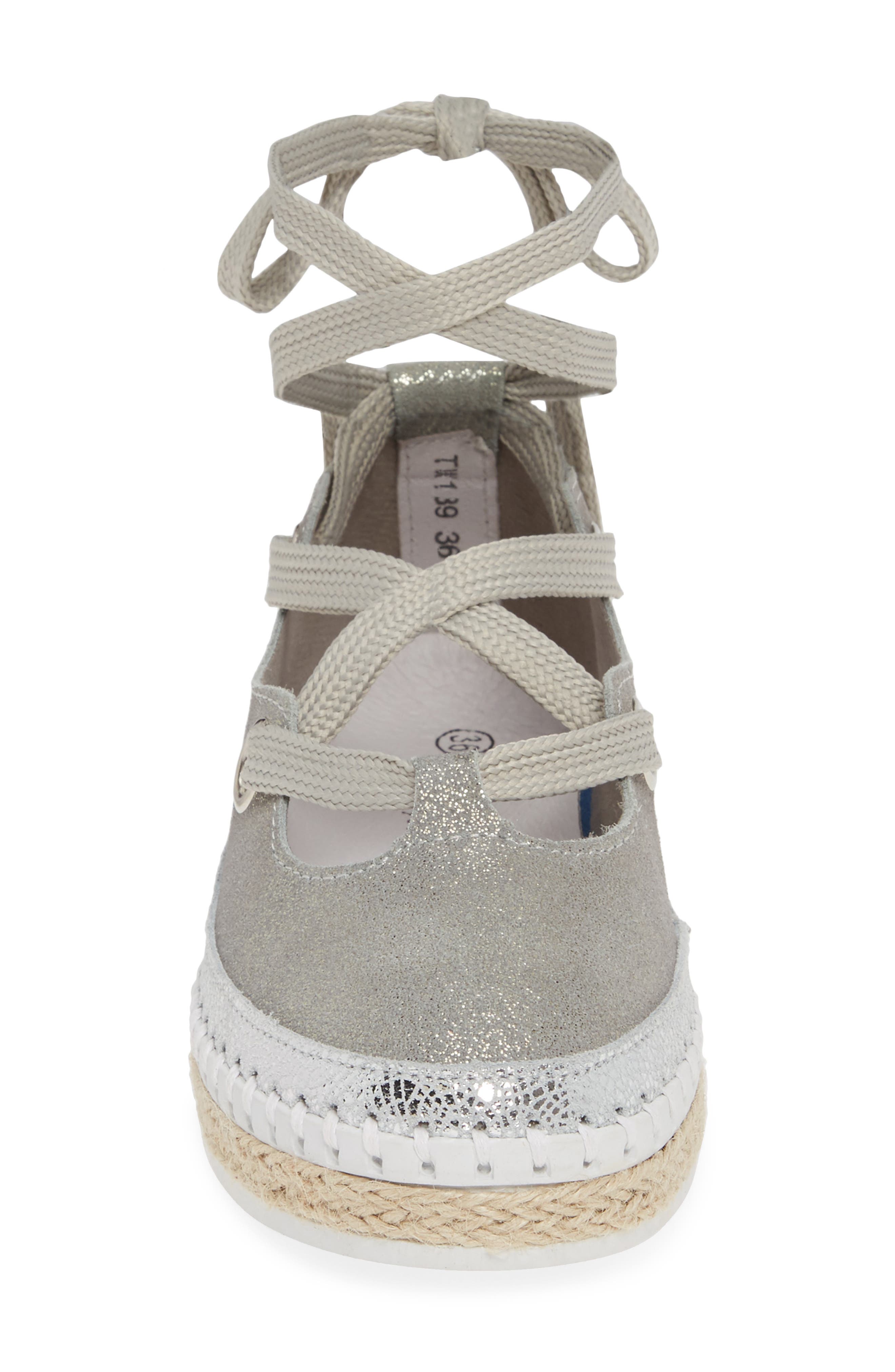 TW189 Lace-Up Flat, Alternate, color, NUDE SHIMMER LEATHER
