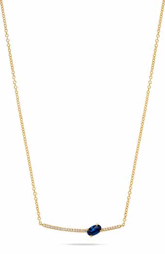 H.J. Namdar 14K Gold Gemstone & Diamond Bar Pendant Necklace
