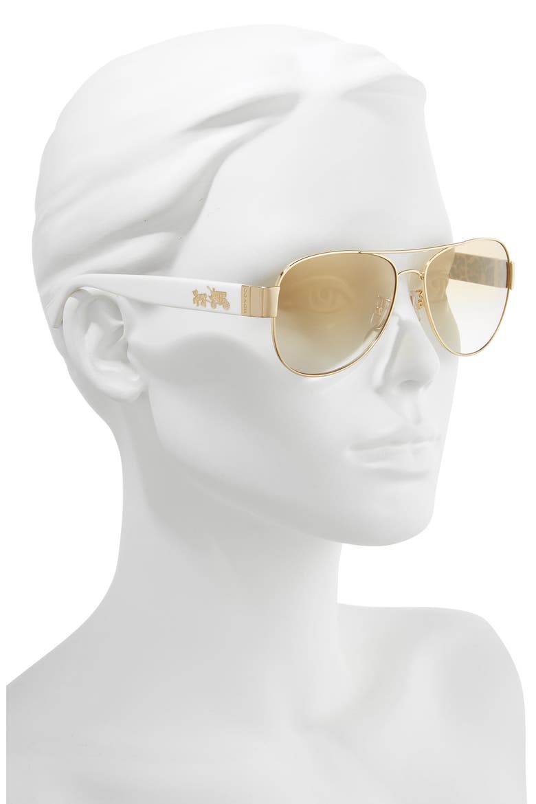 58mm Gradient Lens Aviator Sunglasses, Alternate, color, GOLD/ IVORY GRADIENT FLASH
