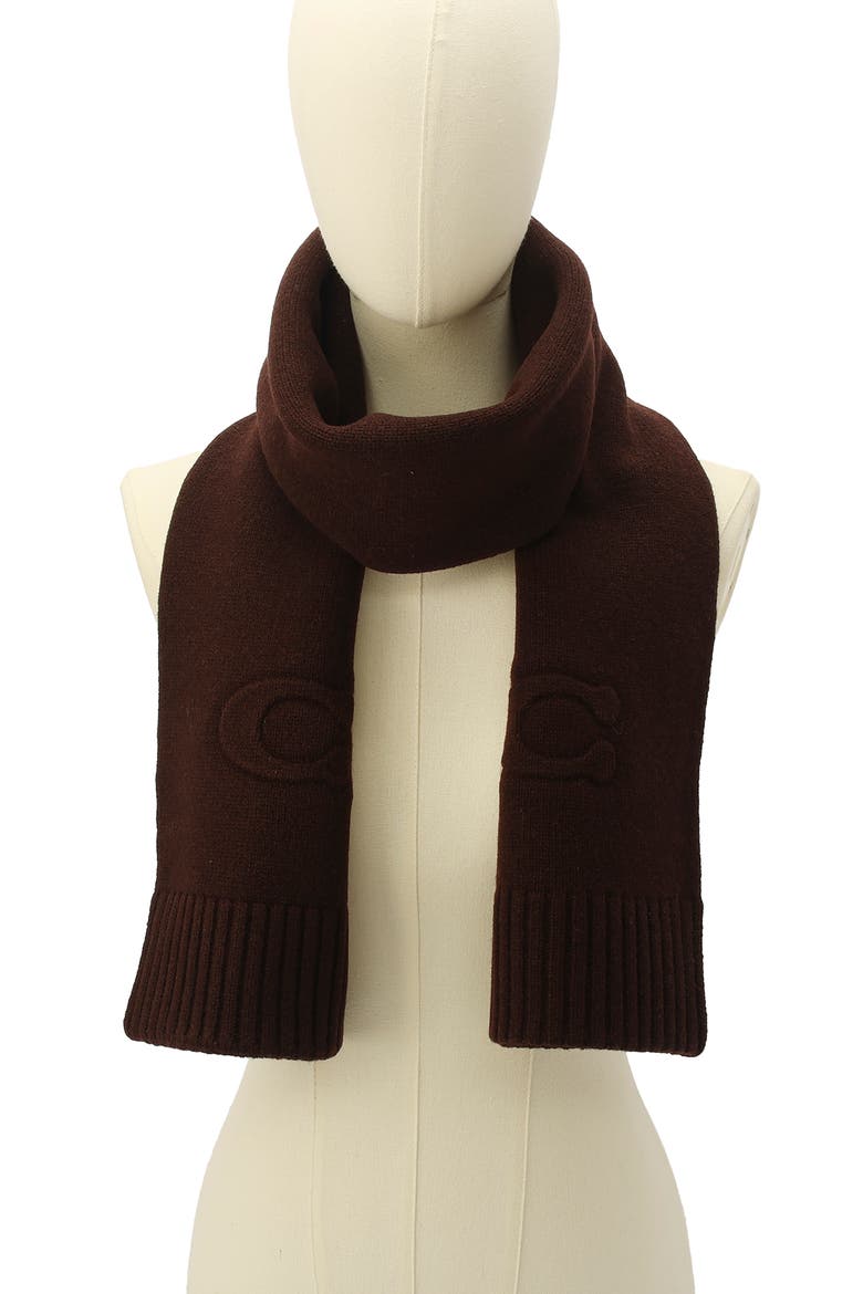 Embossed Logo Merino Wool Blend Scarf, Alternate, color, MAPLE