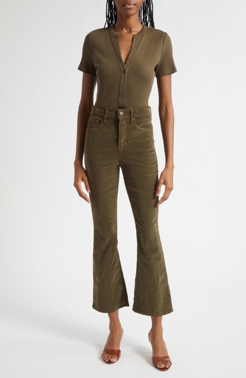 Veronica Beard Carson High Waist Ankle Flare Leg Corduroy Pants In Green