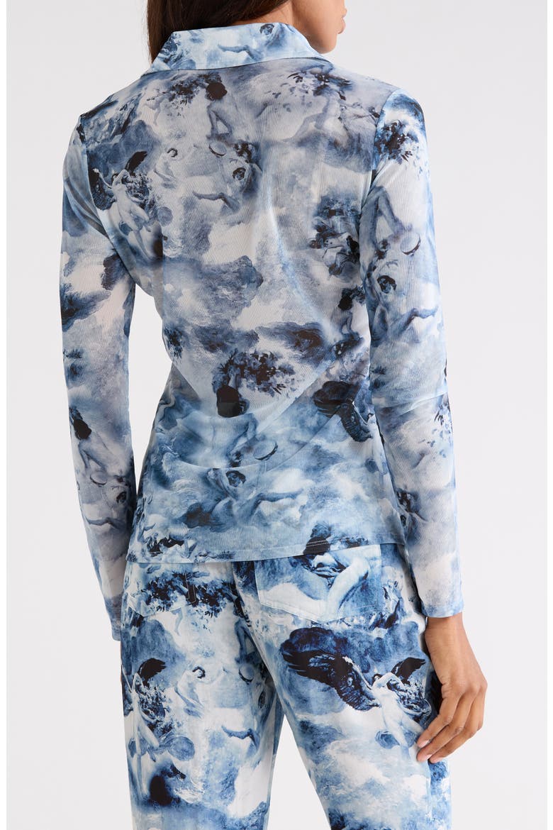 Mesh Button-Up Shirt, Alternate, color, BLUE ANGEL PRINT
