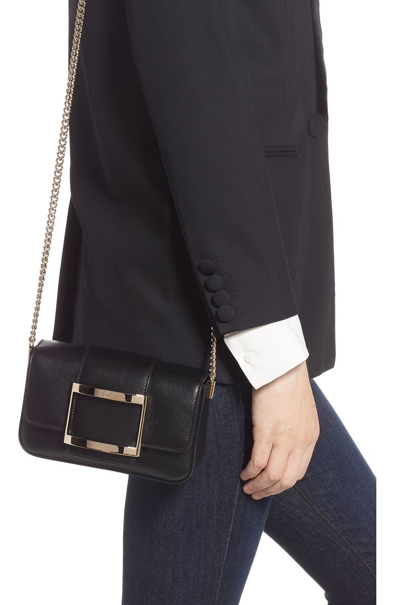 Roger Vivier Micro Très Vivier Calfskin Leather Crossbody Bag, Alternate, color,