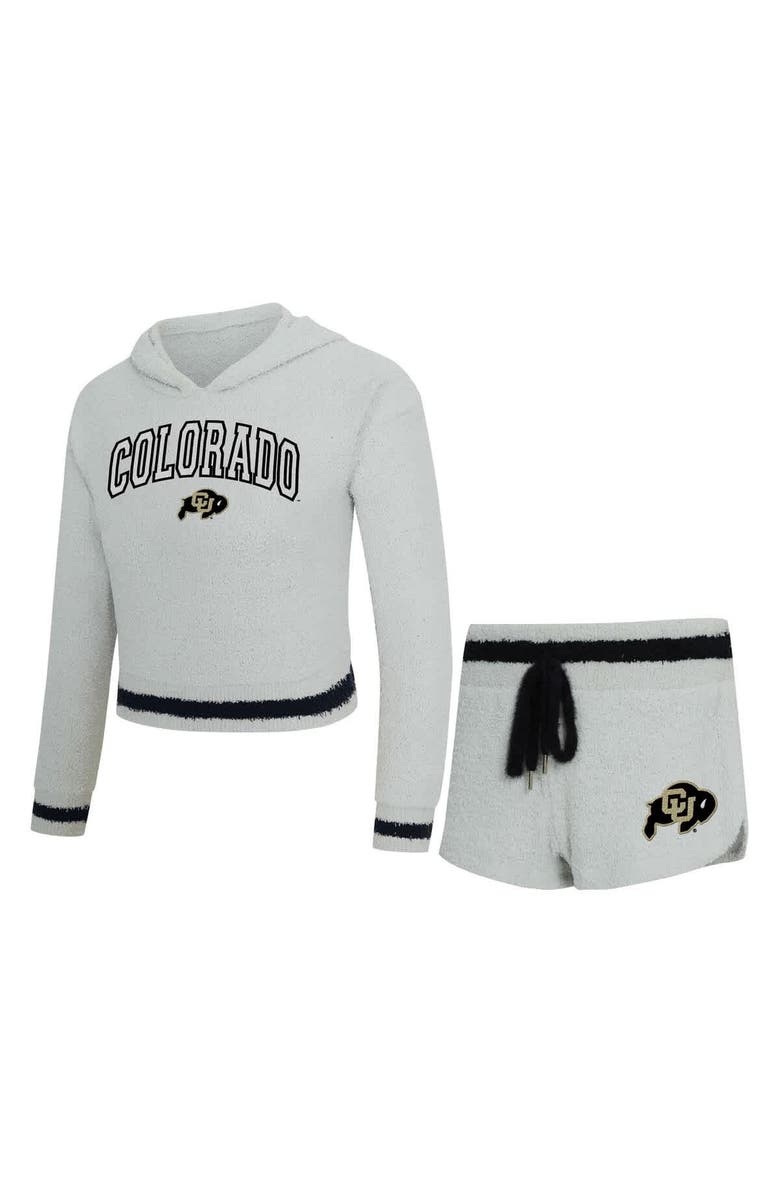 CONCEPTS SPORT Women's Concepts Sport Gray/Black Colorado Buffaloes Whitley Long Sleeve Hoodie Top & Shorts Set, Main, color, Gray