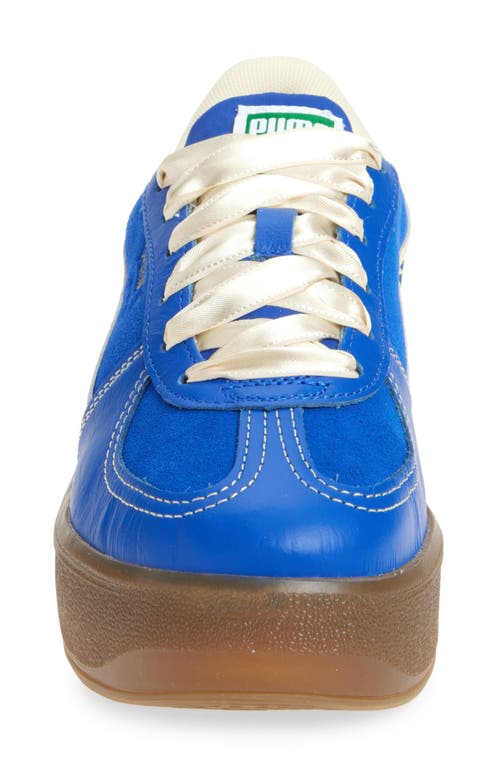 Puma Women's Palermo Leather Casual Sneakers From Finish Line In Vivid Blue-haute Coffee