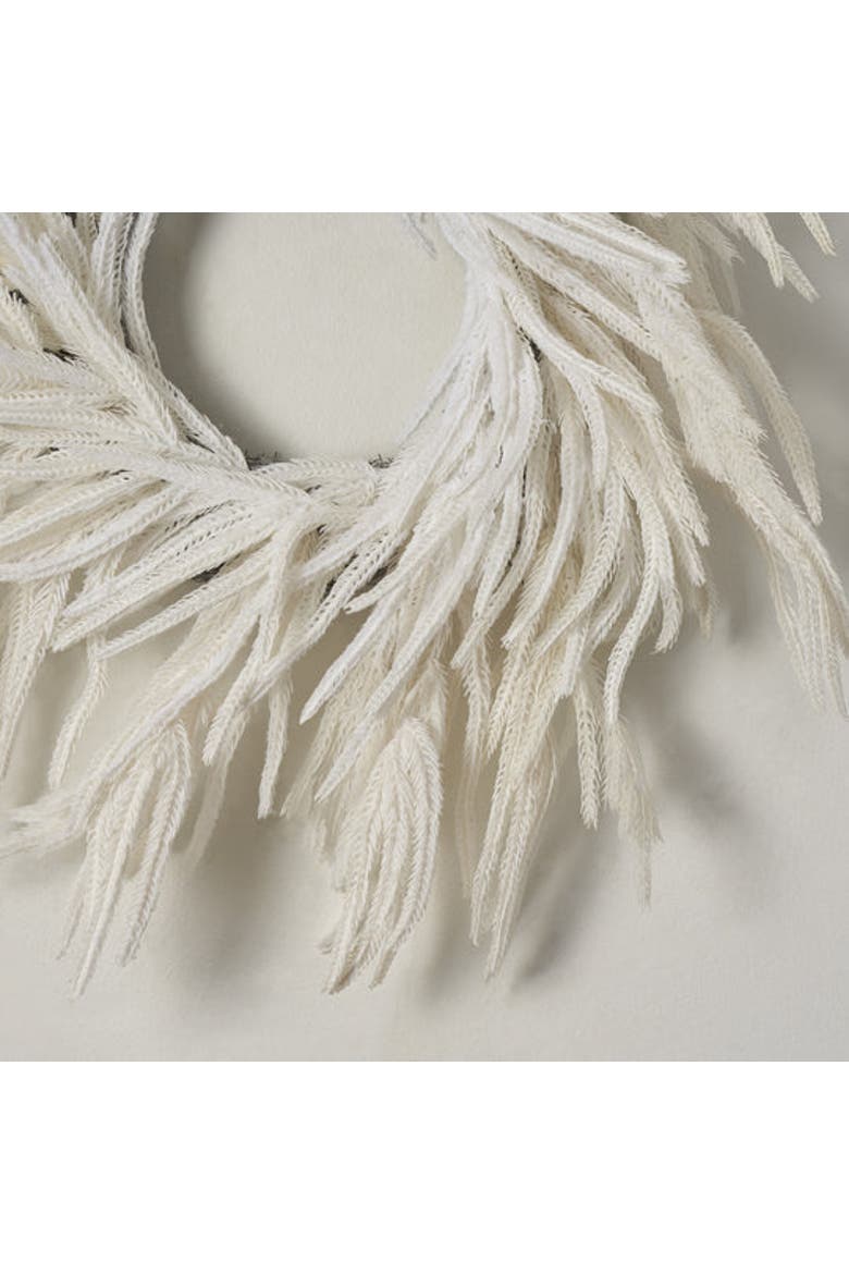Real Touch White Norfolk Pine Front Door Christmas Holiday Winter Wreath, Alternate, color, White