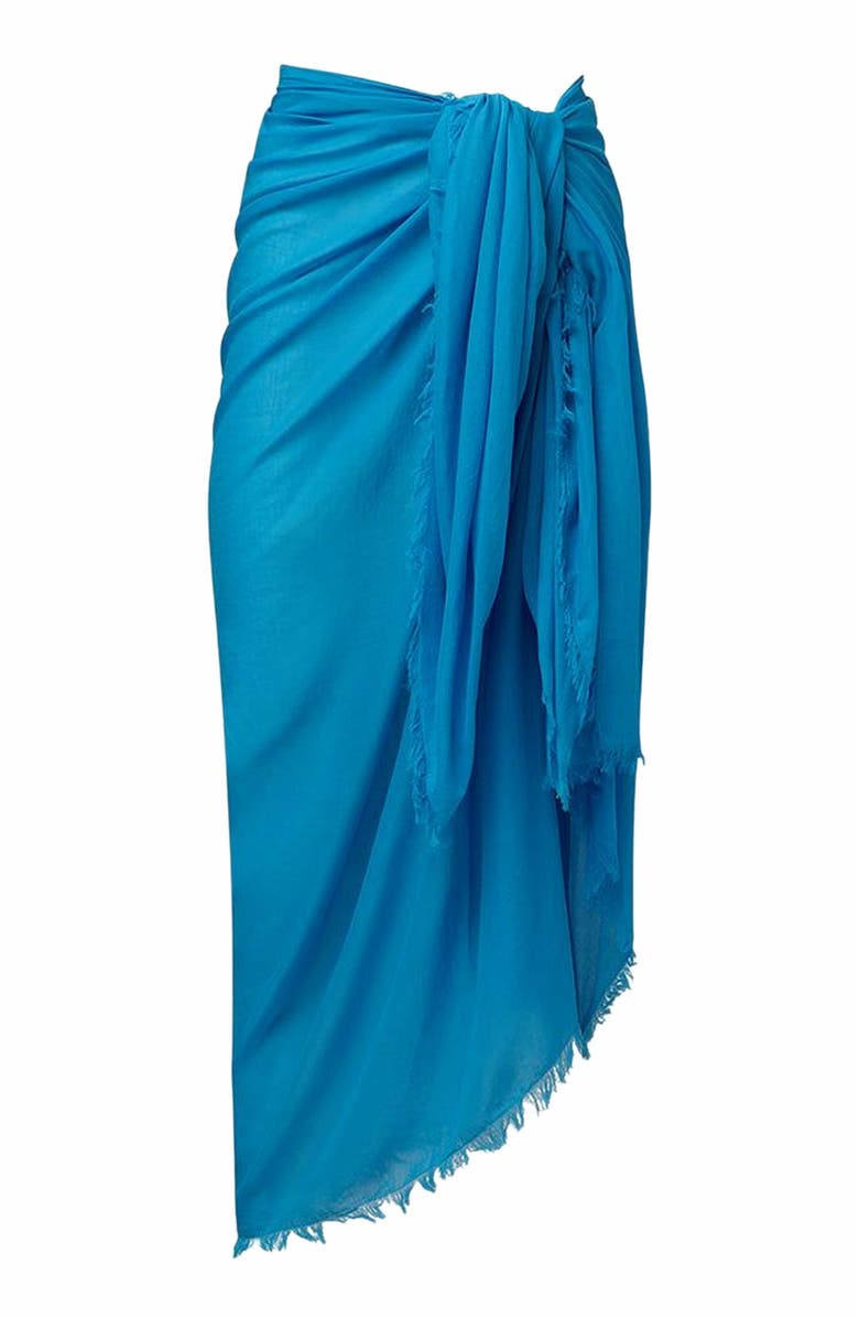 WeWoreWhat Raw Edge Maxi Sarong, Main, color, Turquoise