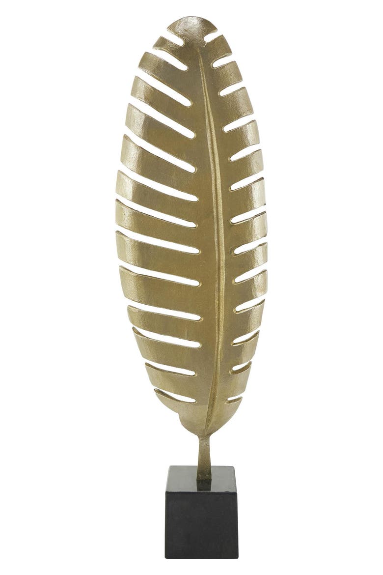Glam Leaf Sculpture, Alternate, color, GOLD