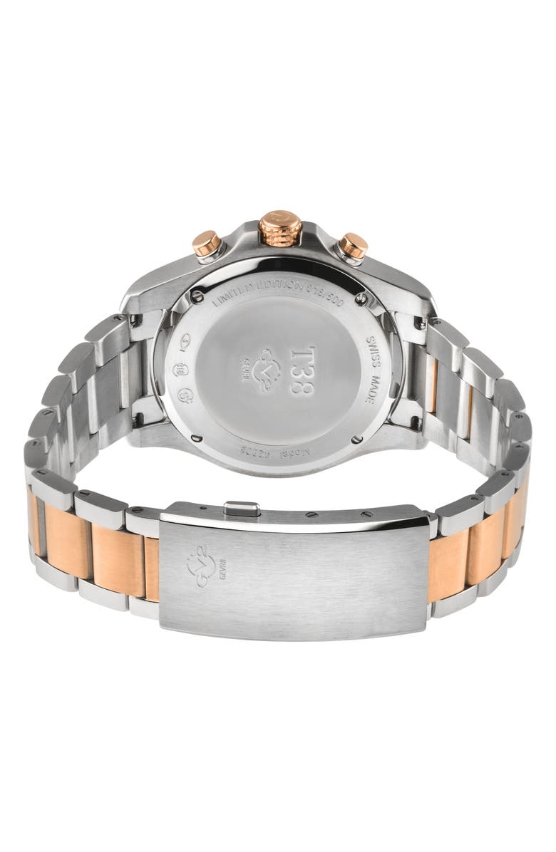 GV2 T38 Stainless Steel Automatic Movement Bracelet Watch, 45mm, Alternate, color, Black/ Silver/ Rose Gold