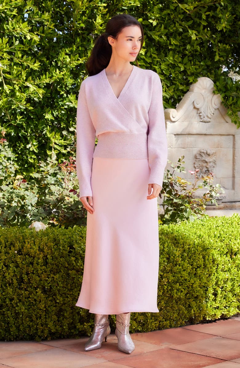 Karen Kane Sequin Wrap Sweater, Alternate, color, Pink