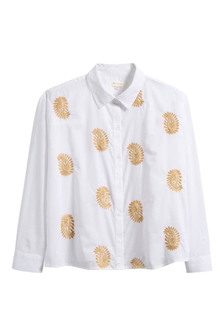 Embroidered Cotton Button-Up Shirt, Alternate, color, ULTRA WHITE