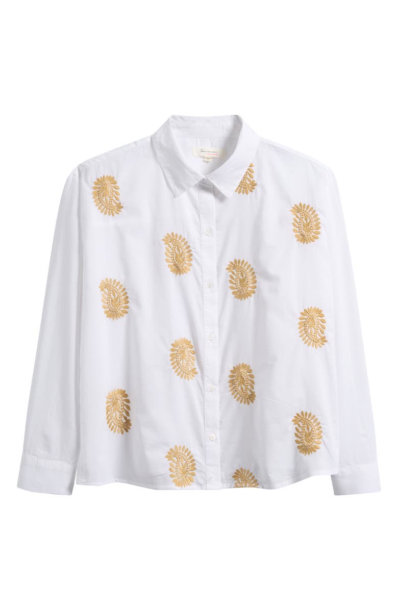 Two by Vince Camuto Embroidered Cotton Button-Up Shirt, Alternate, color, Ultra White
