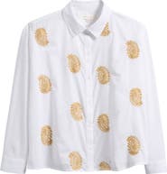Two by Vince Camuto Embroidered Cotton Button-Up Shirt