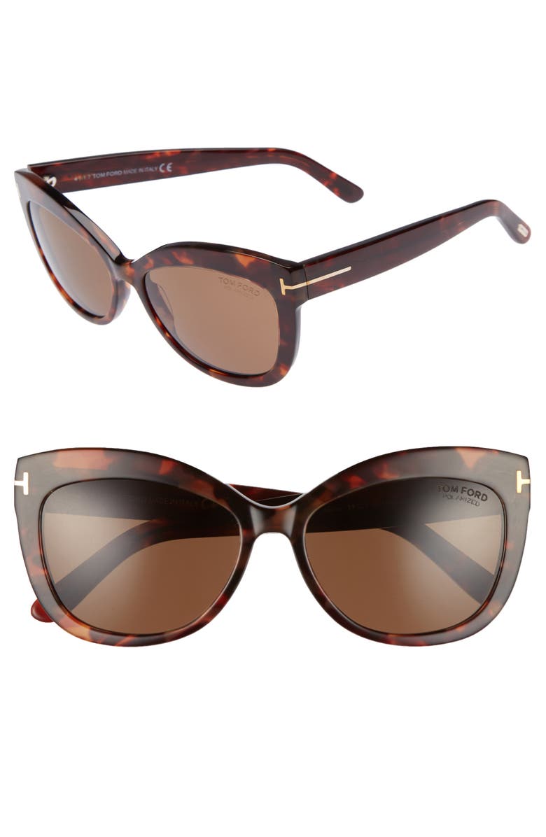 TOM FORD Alistair 56mm Gradient Sunglasses, Alternate, color, Red Havana / Brown Polarized