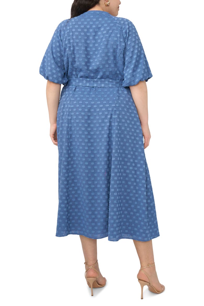 Clip Print Short Sleeve Midi Dress, Alternate, color, CLASSIC INDIGO