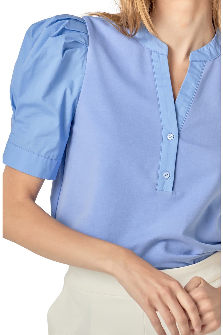 Puff Sleeve Mixed Media Top, Alternate, color, POWDER BLUE