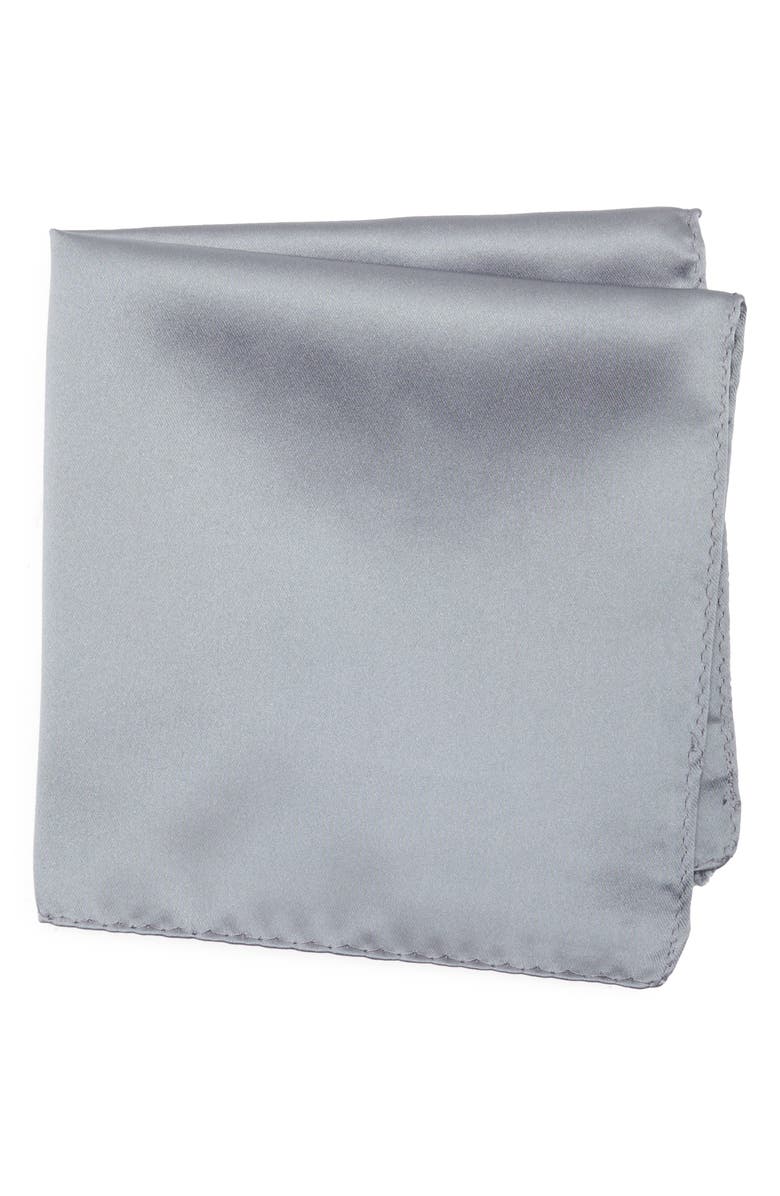 CONSTRUCT Solid Satin Pocket Square, Main, color, Smoke
