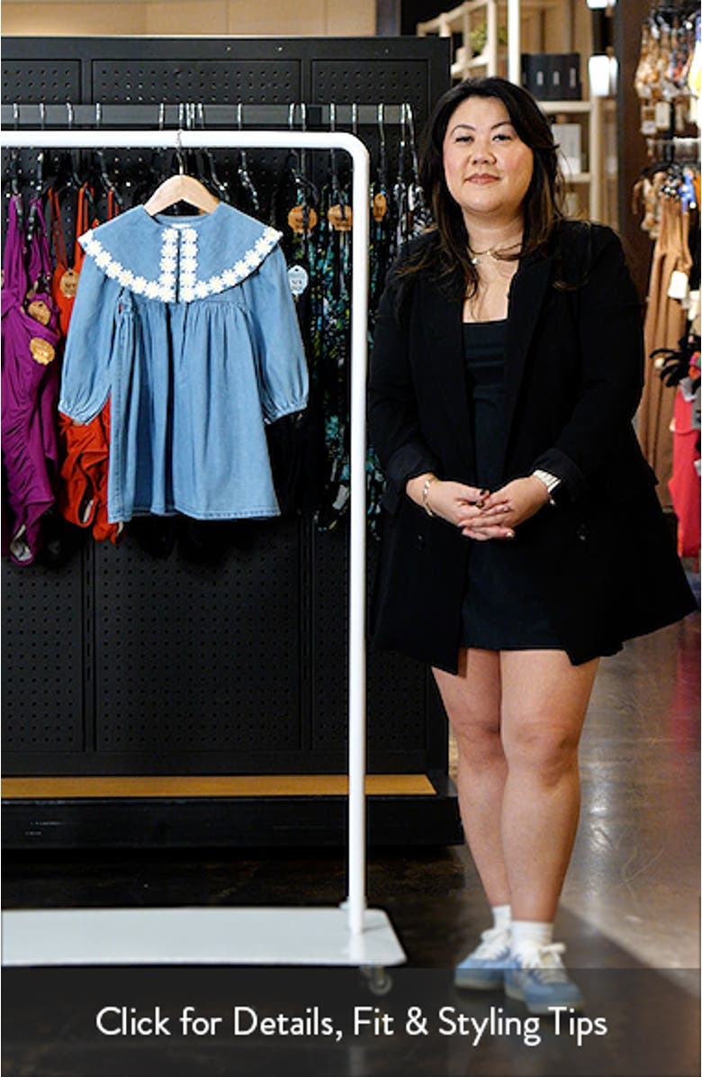 Kids' Daisy Embroidered Long Sleeve Denim Dress, sales video thumbnail