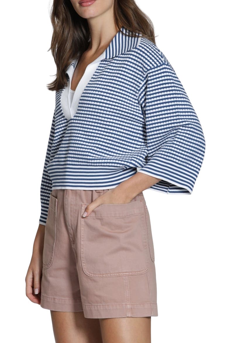 Stripe Three-Quarter Sleeve Sweater, Alternate, color, BLUEWHITE STRIPE