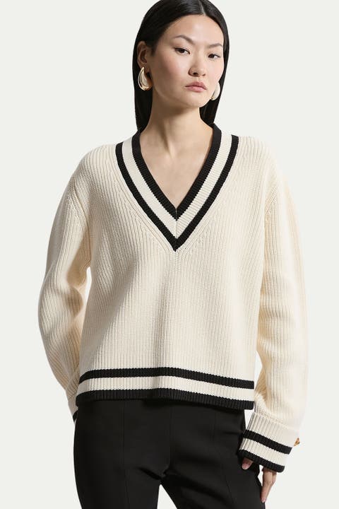 Cotton V-Neck Knit Boxy Jumper