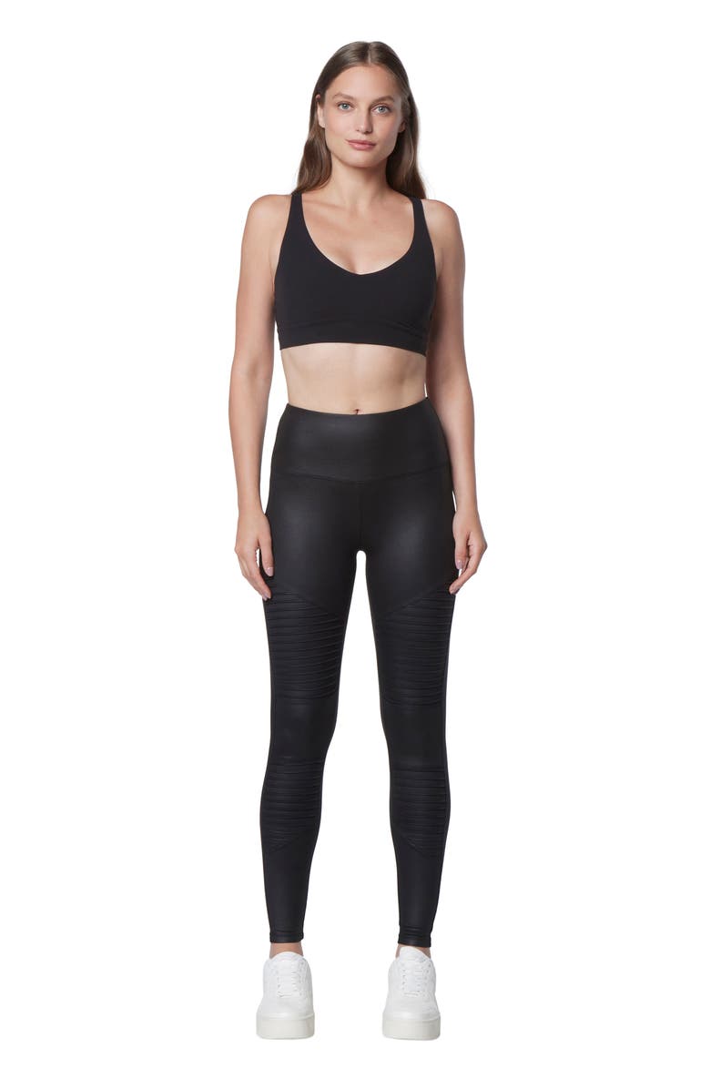 Andrew Marc Sport High Waist Liquid Moto Leggings, Alternate, color, 
