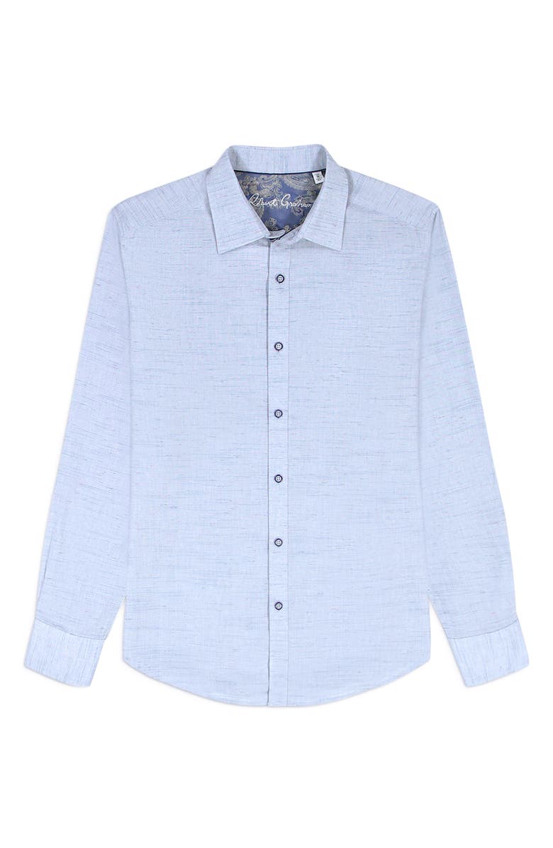 Robert Graham Avondale Cotton Button-Up Shirt, Alternate, color, Navy