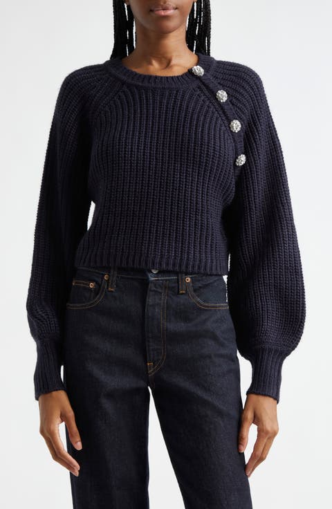 Keren Rhineston Button Sweater