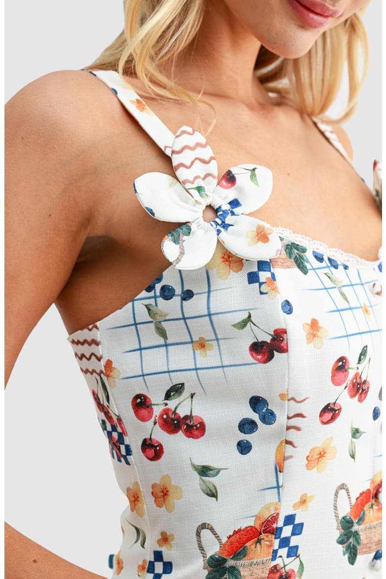 Fruit Print Minidress, Alternate, color, CONVERSATIONAL PICNIC