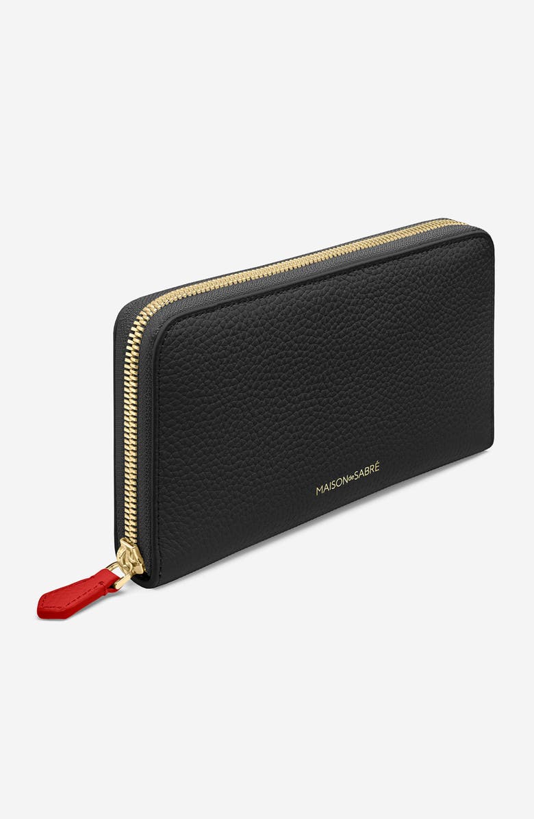 MAISON de SABRÉ Long Leather Zip Wallet, Alternate, color, Pomegranate Caviar